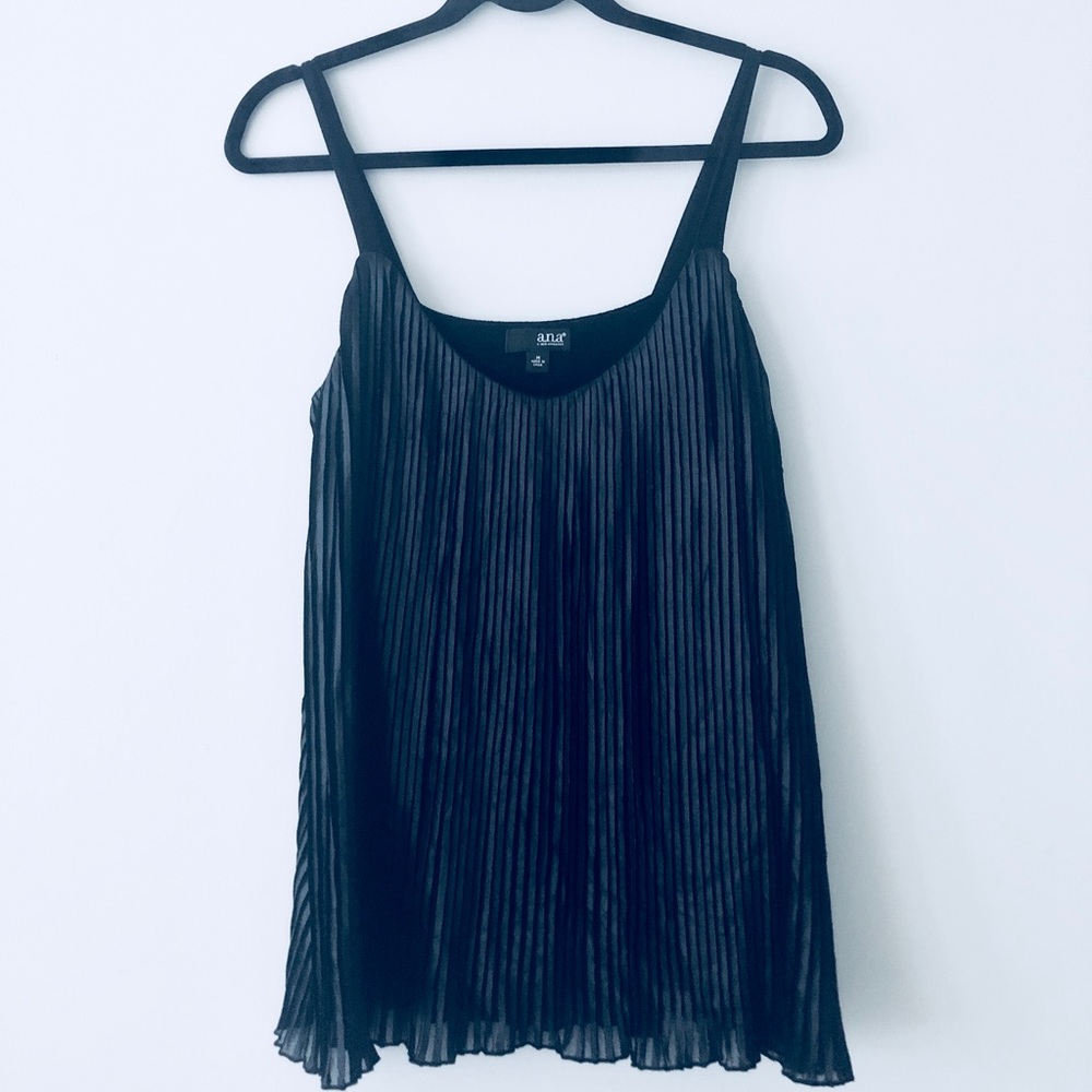 a.n.a Black Pleated Tank Top